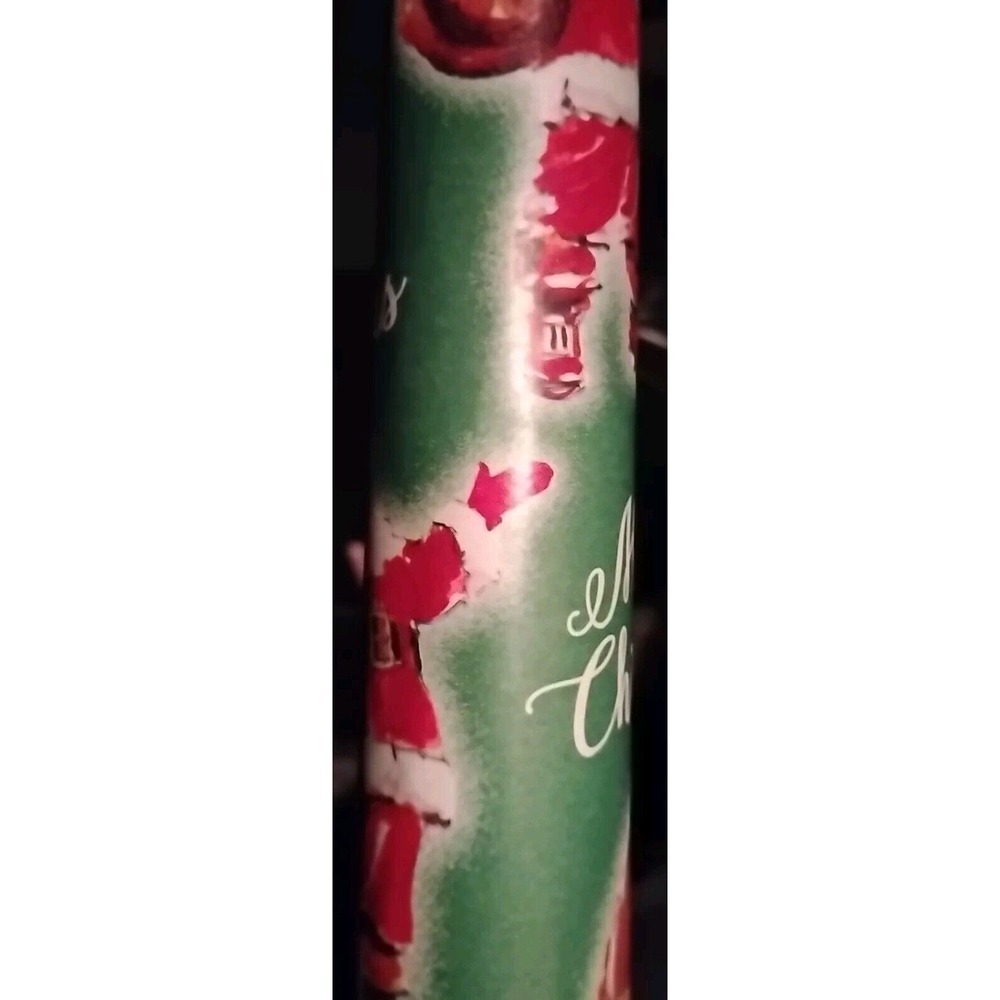 Vtg Christmas Santa Wrapping paper roll Giftwrap Merry Christmas Jolly St. Nick - Picture 3 of 3